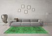 Machine Washable Oriental Emerald Green Modern Area Rugs in a Living Room,, wshabs1481emgrn