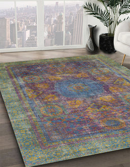 Abstract Purple Oriental Rug in Family Room, abs1481