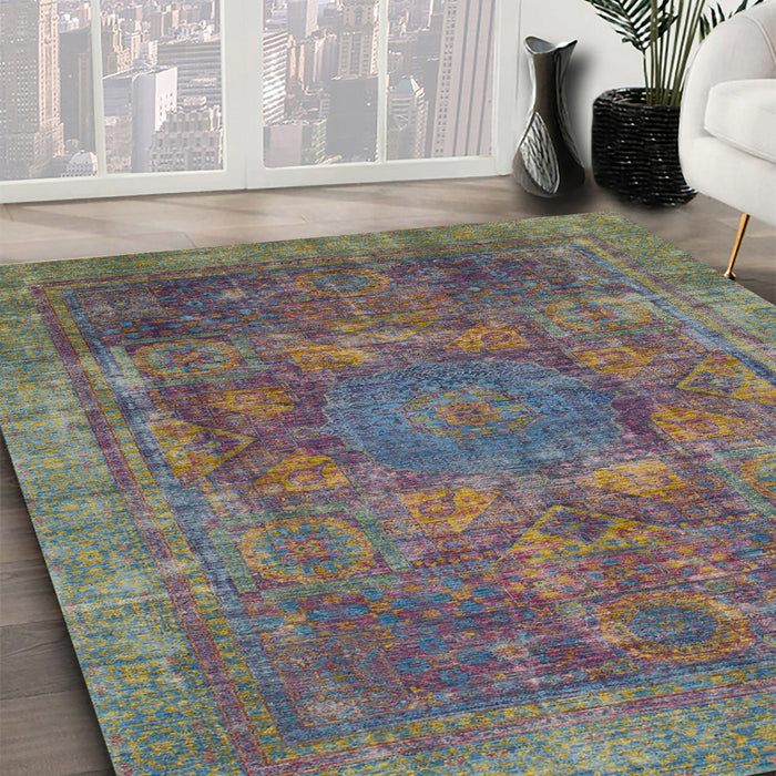 Machine Washable Abstract Purple Rug in a Family Room, wshabs1481