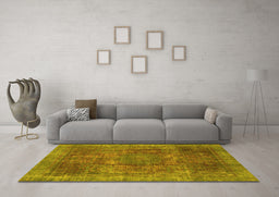 Machine Washable Oriental Yellow Modern Rug in a Living Room, wshabs1481yw