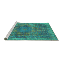Sideview of Machine Washable Oriental Turquoise Modern Area Rugs, wshabs1481turq