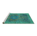 Sideview of Machine Washable Oriental Turquoise Modern Area Rugs, wshabs1481turq