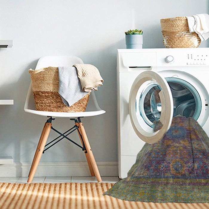 Machine Washable Abstract Purple Rug in a Washing Machine, wshabs1481