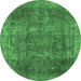 Round Oriental Emerald Green Modern Rug, abs1481emgrn