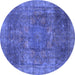 Round Oriental Blue Modern Rug, abs1481blu