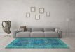 Machine Washable Oriental Light Blue Modern Rug in a Living Room, wshabs1481lblu