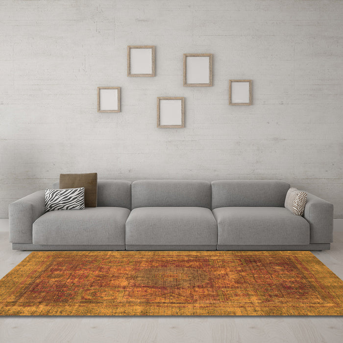 Machine Washable Oriental Orange Modern Area Rugs in a Living Room, wshabs1481org