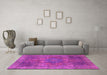 Machine Washable Oriental Pink Modern Rug in a Living Room, wshabs1481pnk