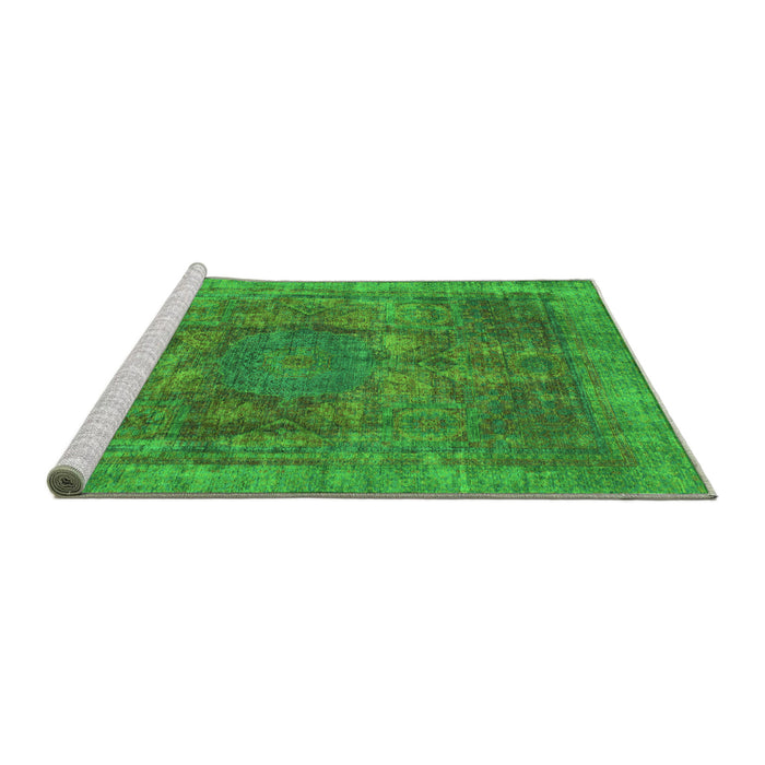 Sideview of Machine Washable Oriental Green Modern Area Rugs, wshabs1481grn