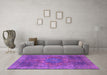 Machine Washable Oriental Purple Modern Area Rugs in a Living Room, wshabs1481pur