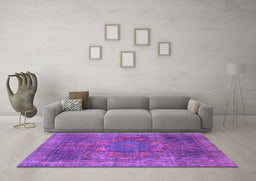 Machine Washable Oriental Purple Modern Area Rugs in a Living Room, wshabs1481pur