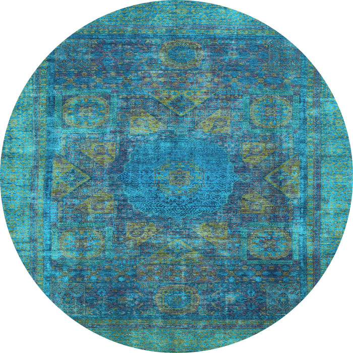 Round Oriental Light Blue Modern Rug, abs1481lblu