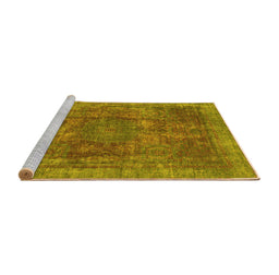 Sideview of Machine Washable Oriental Yellow Modern Rug, wshabs1481yw