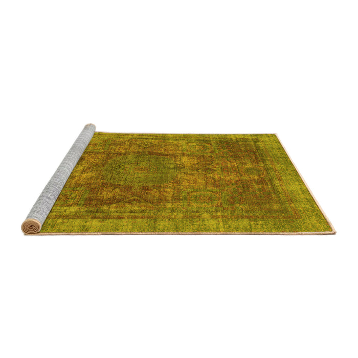Sideview of Machine Washable Oriental Yellow Modern Rug, wshabs1481yw