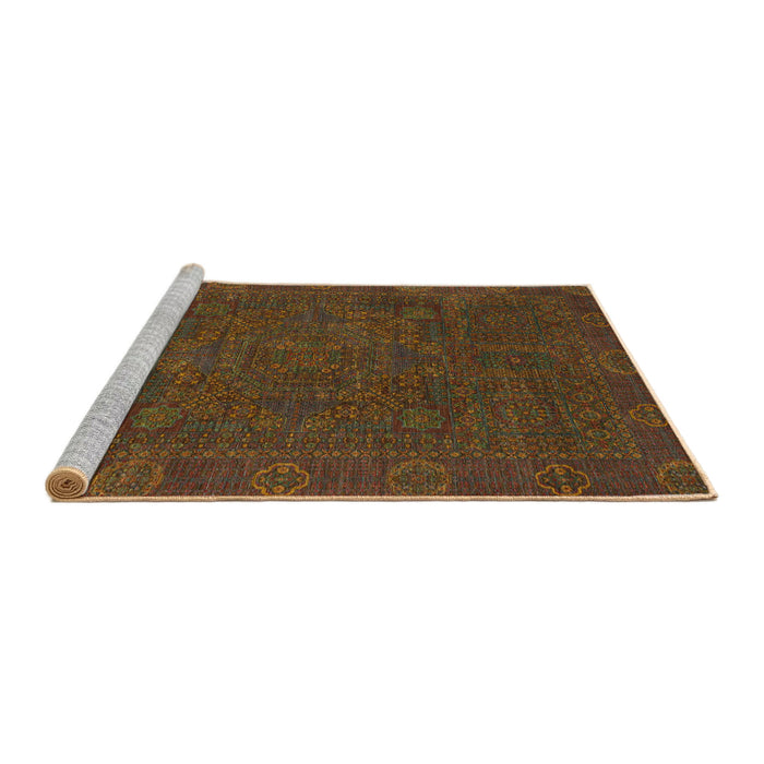 Sideview of Machine Washable Abstract Red Brown Rug, wshabs1482