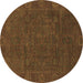 Round Oriental Brown Modern Rug, abs1482brn