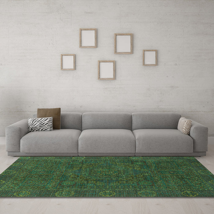 Machine Washable Oriental Turquoise Modern Area Rugs in a Living Room,, wshabs1482turq