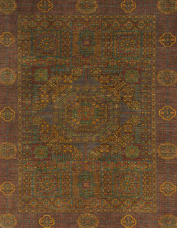 Machine Washable Abstract Red Brown Rug, wshabs1482