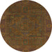 Round Machine Washable Abstract Red Brown Rug, wshabs1482