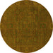 Round Oriental Yellow Modern Rug, abs1482yw