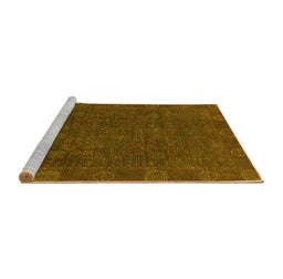 Sideview of Machine Washable Oriental Yellow Modern Rug, wshabs1482yw