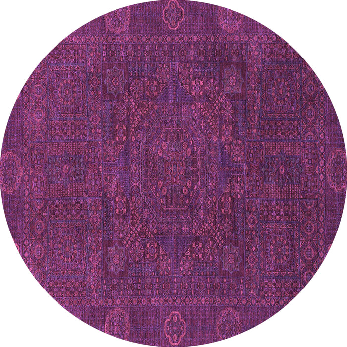 Round Machine Washable Oriental Purple Modern Area Rugs, wshabs1482pur