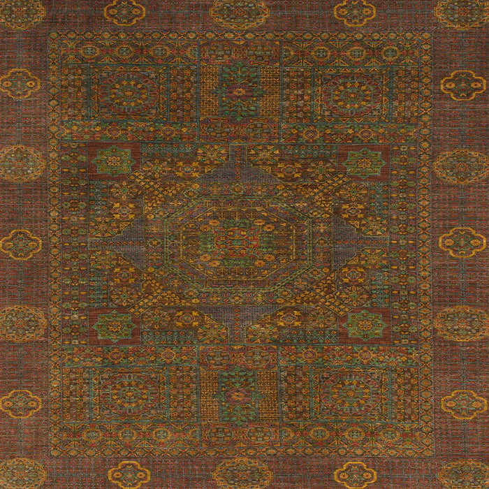 Square Abstract Reddish Brown Oriental Rug, abs1482