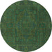 Round Oriental Turquoise Modern Rug, abs1482turq