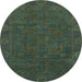 Round Oriental Light Blue Modern Rug, abs1482lblu