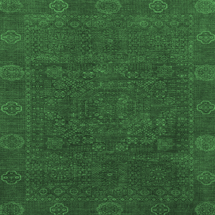 Square Machine Washable Oriental Emerald Green Modern Area Rugs, wshabs1482emgrn
