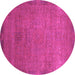 Round Oriental Pink Modern Rug, abs1483pnk