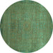 Round Oriental Turquoise Modern Rug, abs1483turq