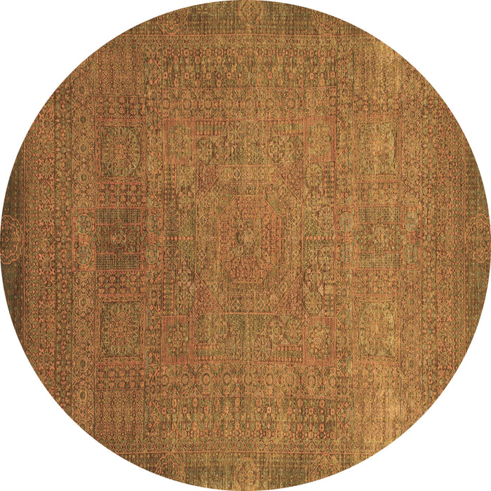 Round Oriental Brown Modern Rug, abs1483brn