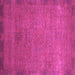 Square Machine Washable Oriental Pink Modern Rug, wshabs1483pnk