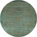 Round Oriental Light Blue Modern Rug, abs1483lblu