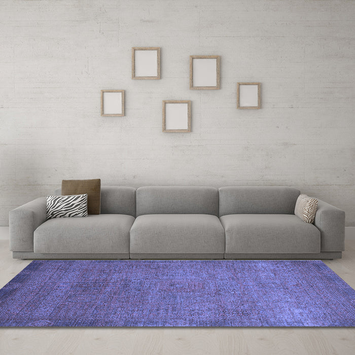 Machine Washable Oriental Blue Modern Rug in a Living Room, wshabs1483blu