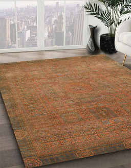 Machine Washable Abstract Chocolate Brown Rug in a Family Room, wshabs1483