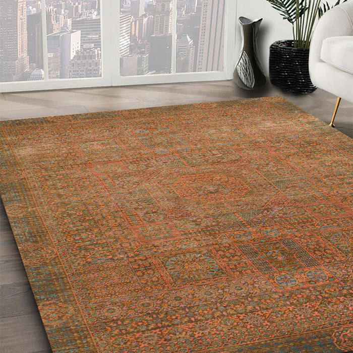 Machine Washable Abstract Chocolate Brown Rug in a Family Room, wshabs1483