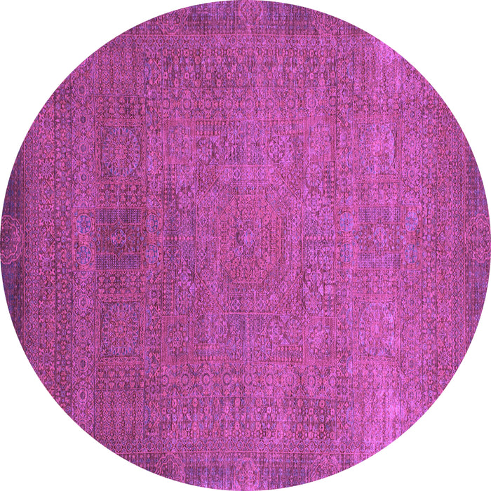 Round Machine Washable Oriental Purple Modern Area Rugs, wshabs1483pur
