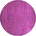 Round Machine Washable Oriental Purple Modern Area Rugs, wshabs1483pur