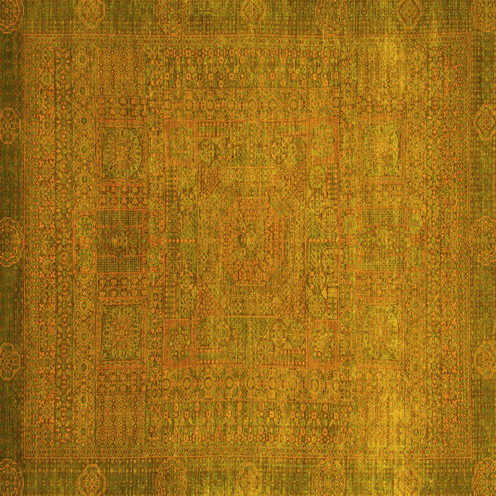 Square Machine Washable Oriental Yellow Modern Rug, wshabs1483yw