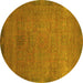 Round Oriental Yellow Modern Rug, abs1483yw