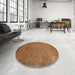 Round Machine Washable Abstract Chocolate Brown Rug in a Office, wshabs1483