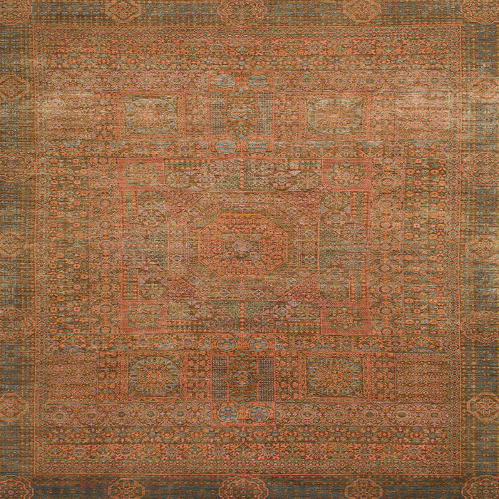 Square Machine Washable Abstract Chocolate Brown Rug, wshabs1483
