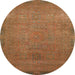 Round Abstract Chocolate Brown Oriental Rug, abs1483