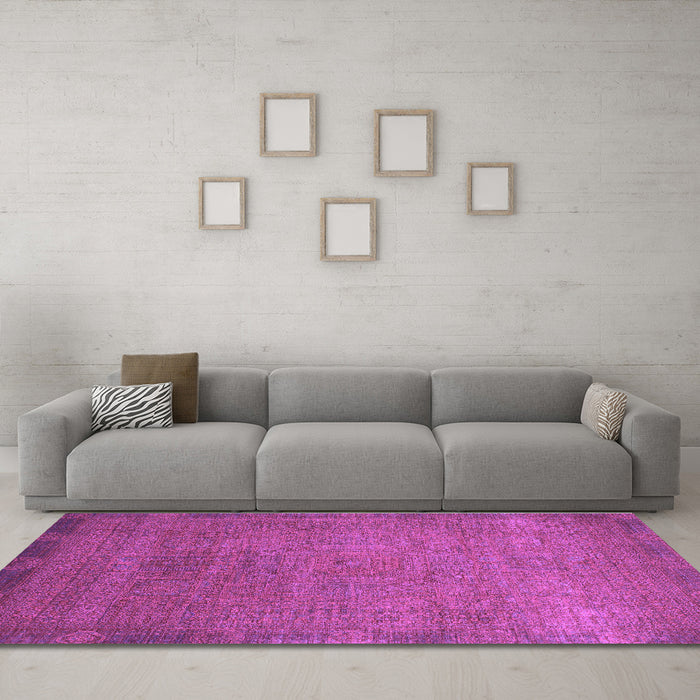 Machine Washable Oriental Purple Modern Area Rugs in a Living Room, wshabs1483pur