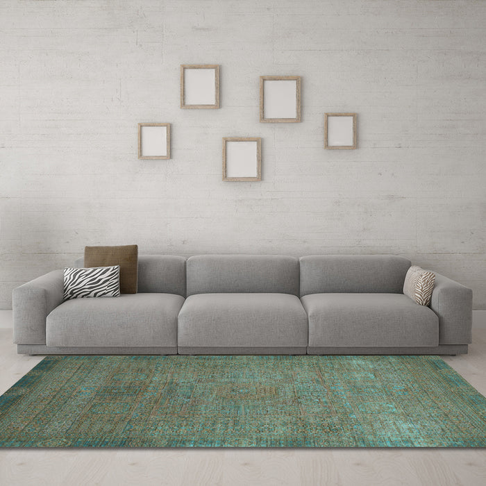 Machine Washable Oriental Light Blue Modern Rug in a Living Room, wshabs1483lblu