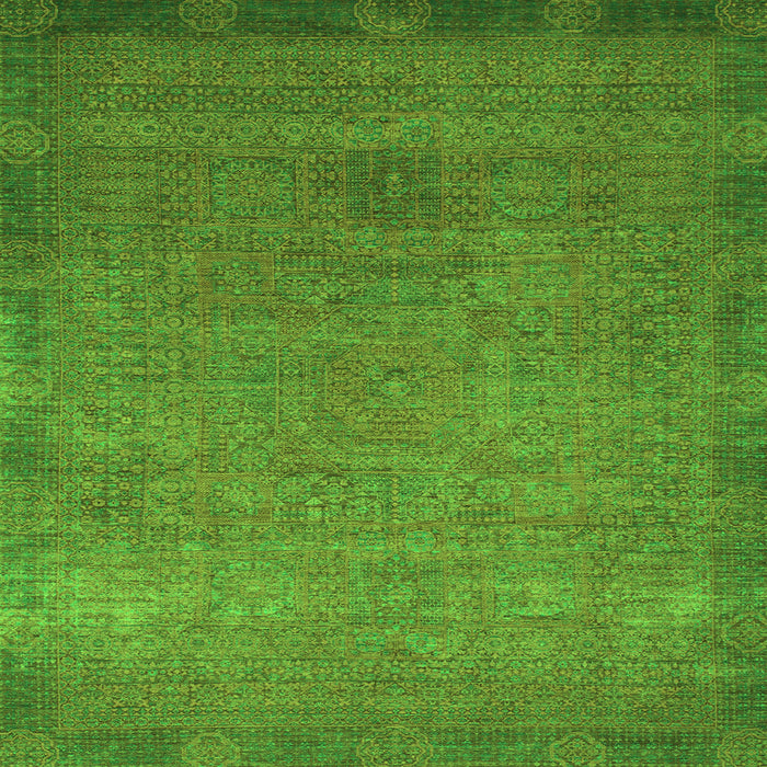 Square Machine Washable Oriental Green Modern Area Rugs, wshabs1483grn