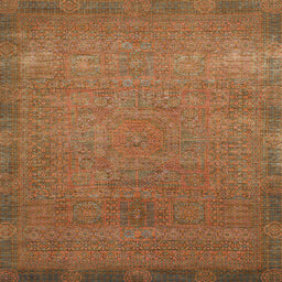 Square Abstract Chocolate Brown Oriental Rug, abs1483