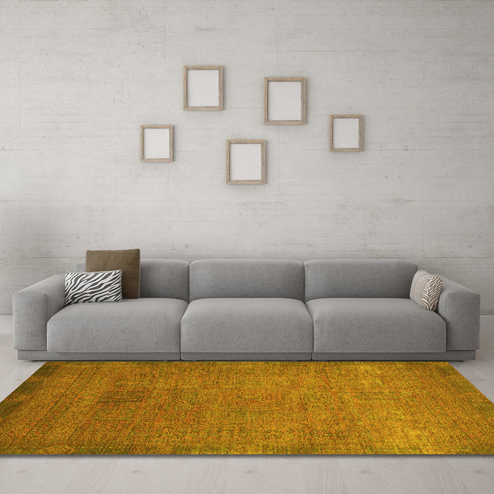 Machine Washable Oriental Yellow Modern Rug in a Living Room, wshabs1483yw